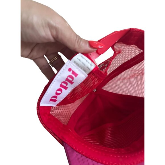 POPPI Pink Red Mesh Trucker Hat Cap NEW without tags - Picture 4 of 6